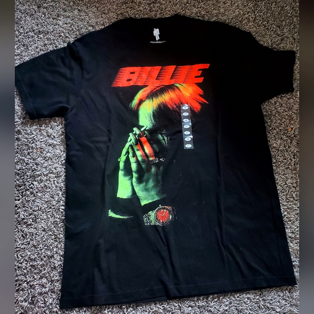 Billie Eilish Red & Green Racer Text Merch